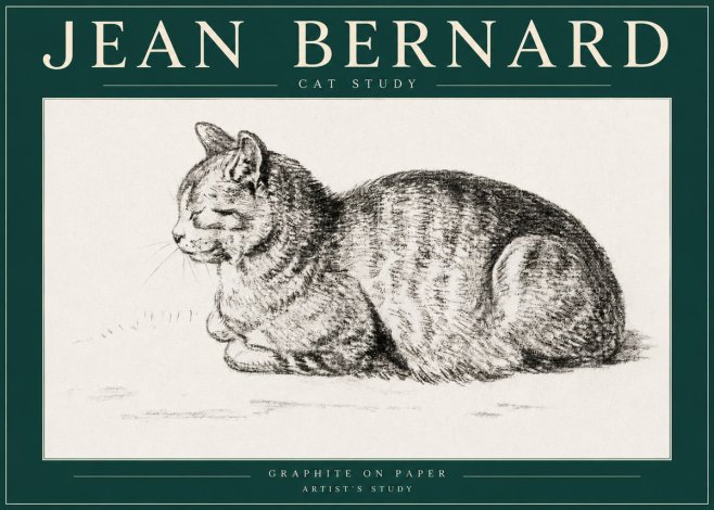 Jean Bernard Cat Study XII No3 - Poster