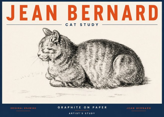 Jean Bernard Cat Study XII No5 - Poster