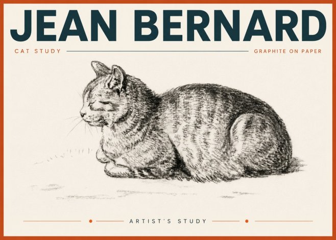 Jean Bernard Cat Study XII No6 - Poster