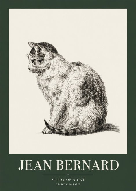 Jean Bernard Study of a Cat IV No1 - Poster