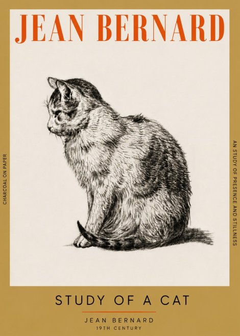 Jean Bernard Study of a Cat IV No4 - Poster