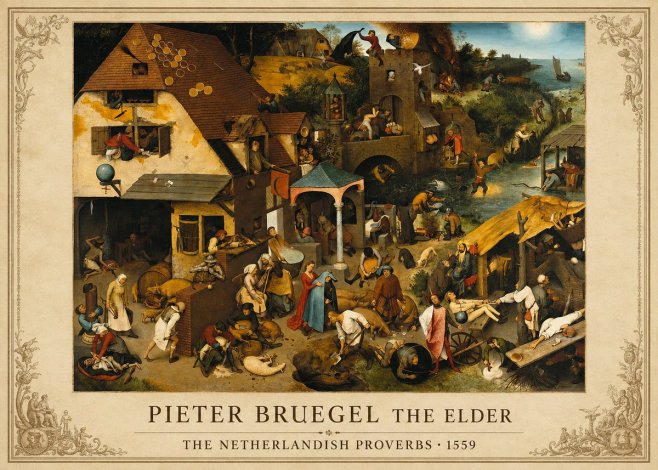 Pieter Bruegel The Netherlandish Proverbs I No1 - Poster