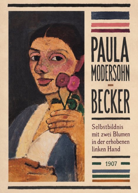 Paula Modersohn-Becker Selbstbildnis Mit Zwei Blumen in Der Erhobenen Linken Hand No4 - Poster