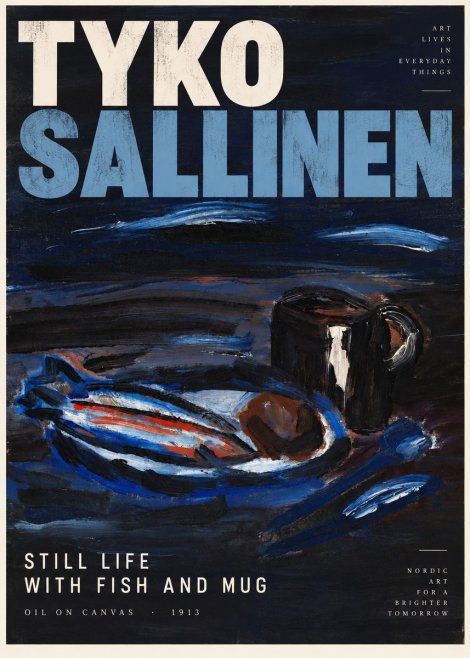 Tyko Sallinen Still Life with Fish and Mug No2 - Poster