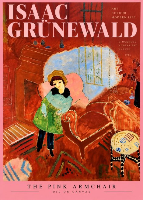 Isaac Grünewald Interior with Young Girl No4 - Poster