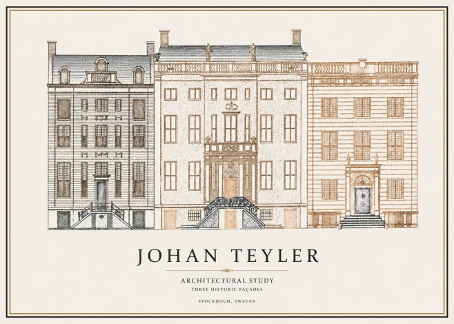 Johan Teyler Architectural Study - Three Historic Façades No1 - Poster