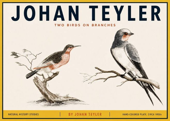 Johan Teyler Two Birds on Branches No5 - Poster