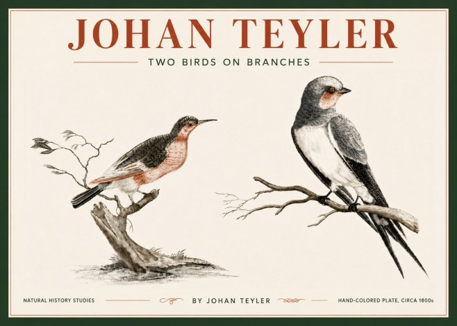 Johan Teyler Two Birds on Branches No6 - Poster