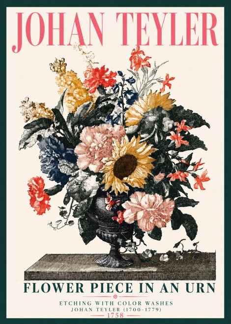Johan Teyler Flower Piece in an Urn I No4 - Poster