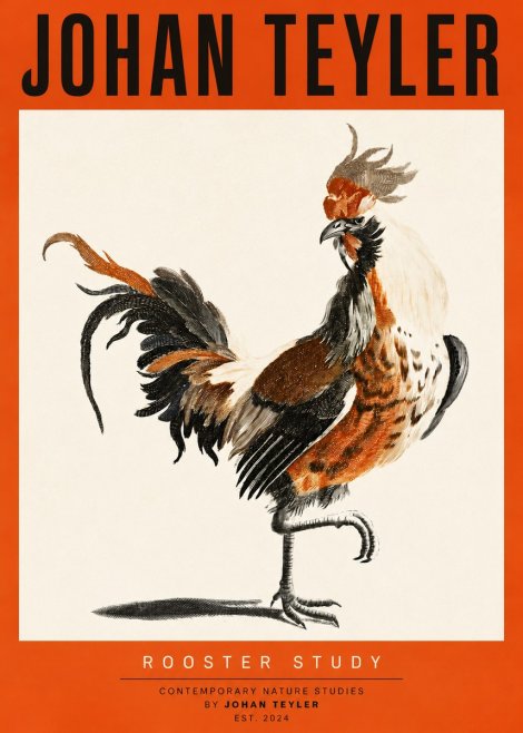 Johan Teyler Rooster Study No2 - Poster