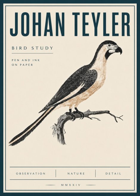 Johan Teyler Bird Study I No4 - Poster