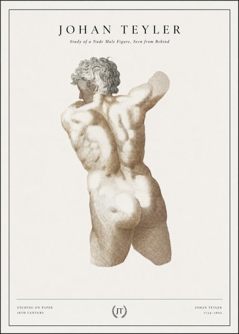 Johan Teyler Study of a Nude Male Figure, Seen from Behind No1 - Poster