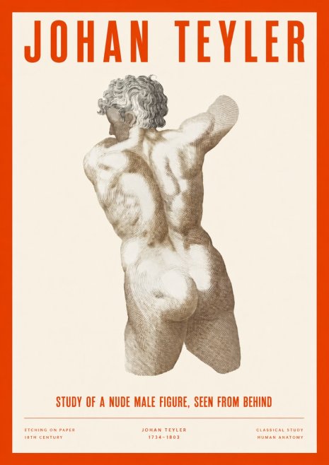 Johan Teyler Study of a Nude Male Figure, Seen from Behind No2 - Poster