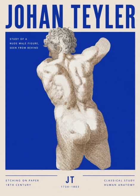 Johan Teyler Study of a Nude Male Figure, Seen from Behind No3 - Poster
