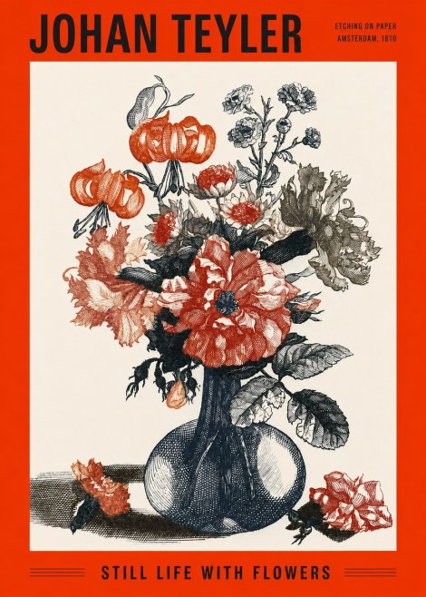 Johan Teyler Still Life with Flowers No2 - Poster