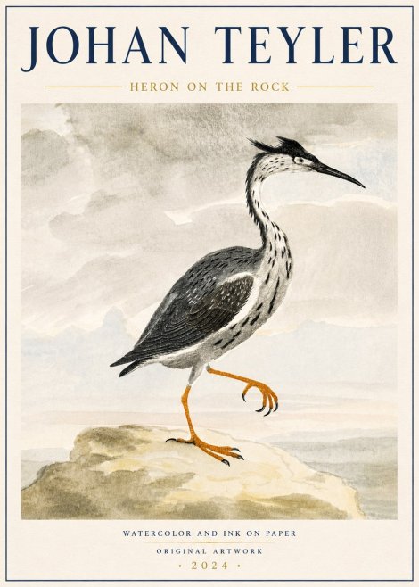 Johan Teyler Heron on the Rock No6 - Poster