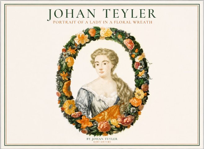 Johan Teyler Portrait of a Lady in a Floral Wreath No1 - Poster
