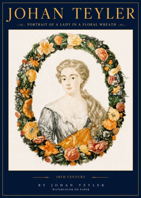 Johan Teyler Portrait of a Lady in a Floral Wreath No3 - Poster