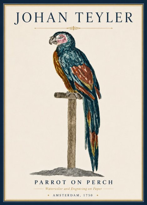 Johan Teyler Parrot on Perch No5 - Poster