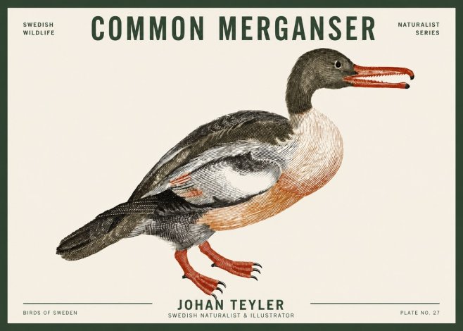 Johan Teyler Common Merganser No3 - Poster