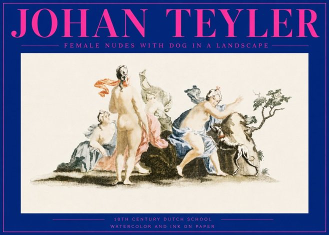 Johan Teyler Nudi Femminili Con Cane in Paesaggio No6 - Poster