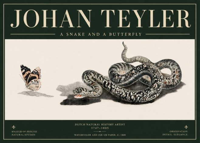 Johan Teyler Snake and Butterfly No5 - Poster