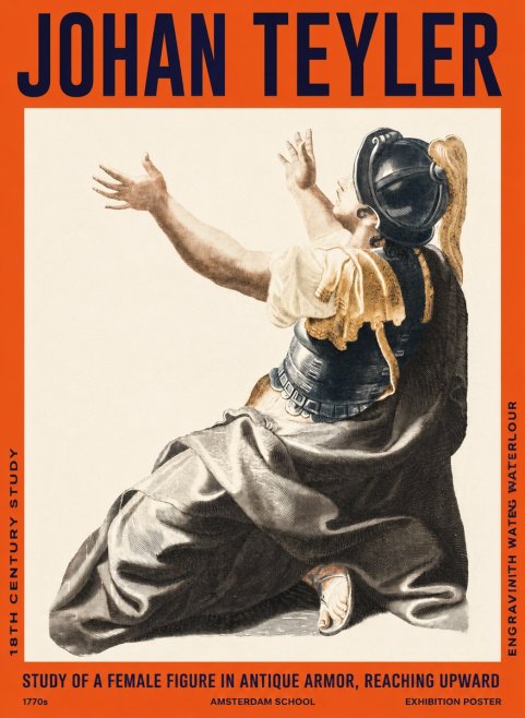 Johan Teyler Study of a Female Figure in Antique Armor, Reaching Upward No2 - Poster