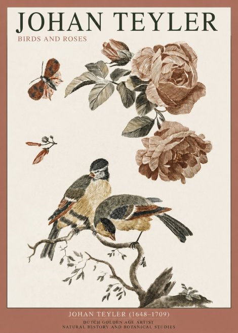 Johan Teyler Birds and Roses No2 - Poster