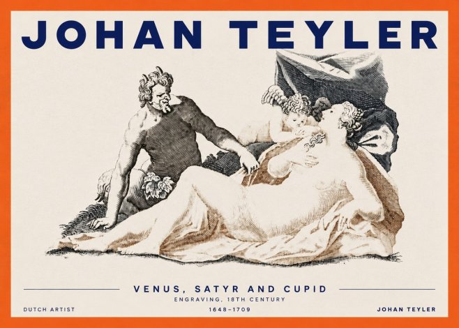 Johan Teyler Venus, Satyr and Cupid No3 - Poster