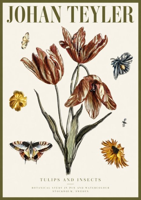 Johan Teyler Tulips and Insects No3 - Poster