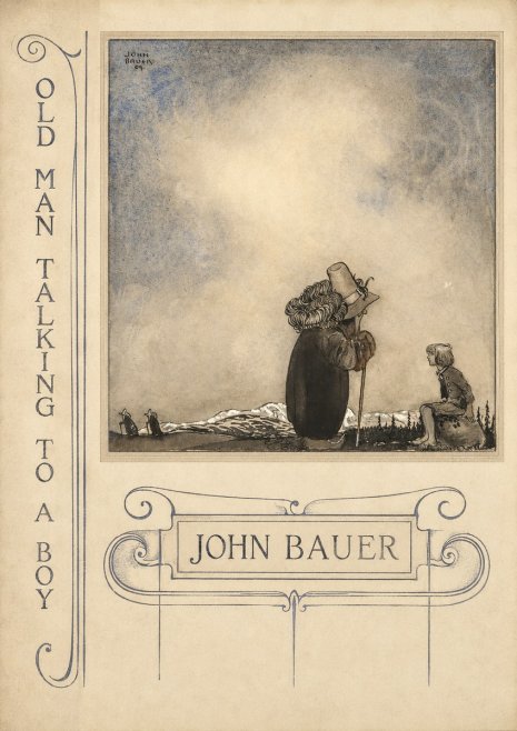 John Bauer Old Man Talking to a Boy No3 - Poster
