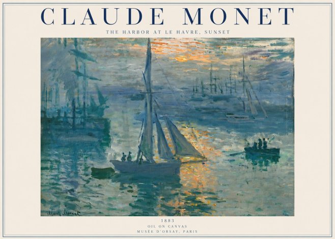 Monet The Harbor at Le Havre, Sunset No2 - Poster