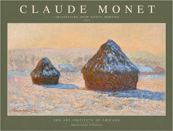 Monet Grainstacks, Snow Effect, Morning No6 - Poster