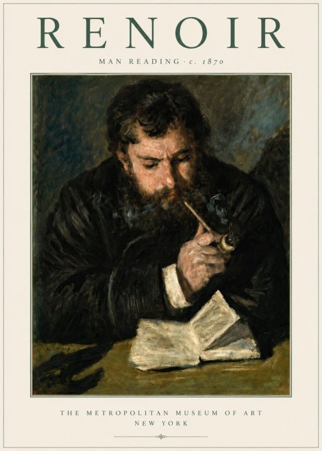 Renoir Man Reading No4 - Poster