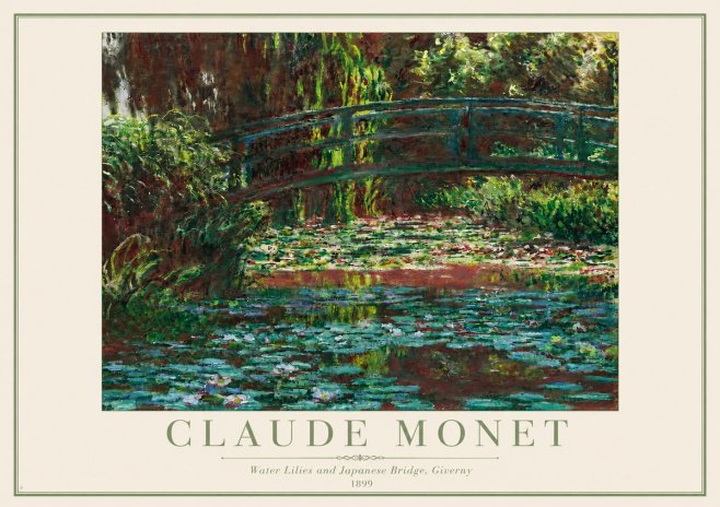 Monet Water Lilies and Japanese Bridge, Giverny No3 - Poster