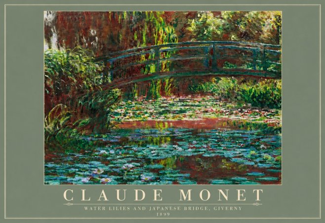 Monet Water Lilies and Japanese Bridge, Giverny No4 - Poster