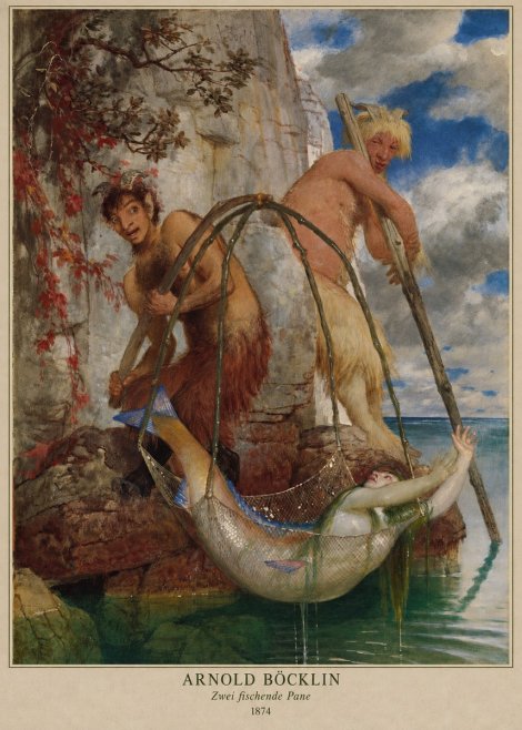 Arnold Böcklin Zwei Fischende Pane No4 - Poster