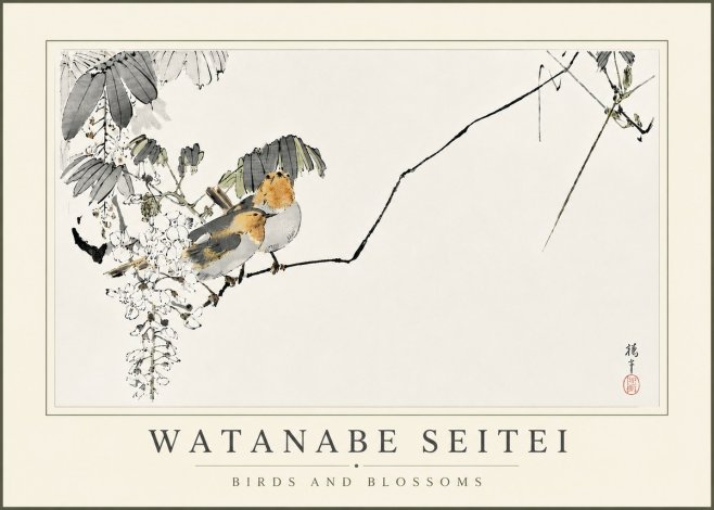 Watanabe Seitei Birds and Blossoms No5 - Poster