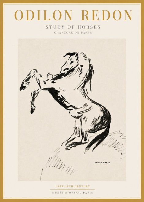 Odilon Redon Study of Horses No3 - Poster