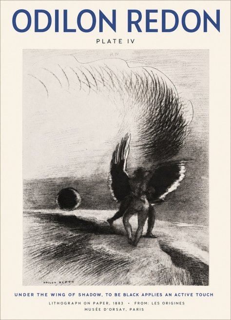 Odilon Redon Sous L'aile D'ombre L'être Noir Appliquait Une Active Morsure Plate Iv No2 - Poster