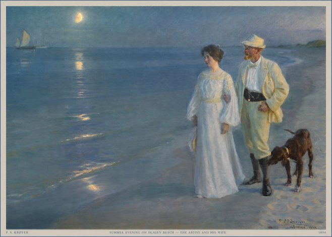 P.S. Krøyer Summer Evening on Skagen Beach — the Artist and His Wife No5 - Poster