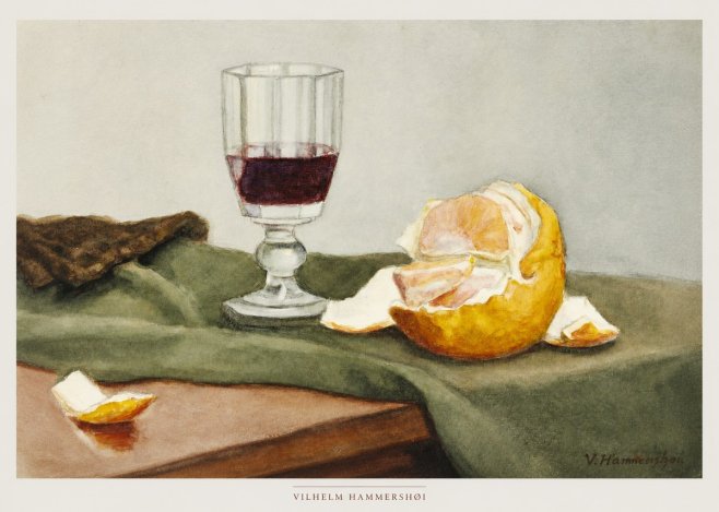 Vilhelm Hammershøi Still Life with Wine Glass and Orange No6 - Poster