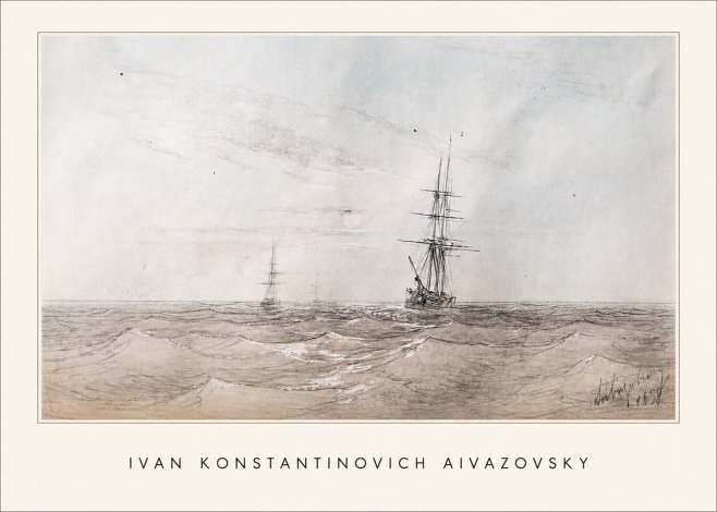 Ivan Konstantinovich Aivazovsky Two Sailing Ships at Sea No1 - Poster