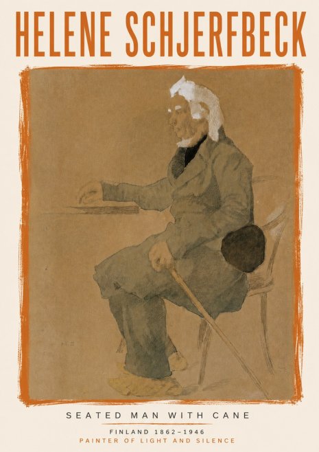 Helene Schjerfbeck Seated Man with Cane No6 - Poster