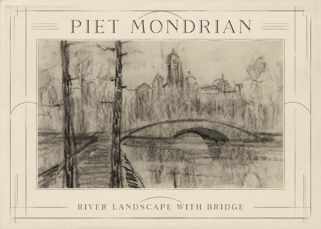 Piet Mondrian River Landscape with Bridge No1 - Poster