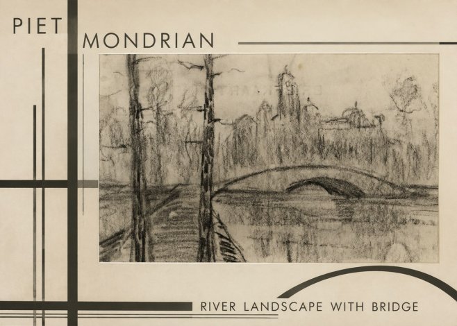 Piet Mondrian River Landscape with Bridge No6 - Poster