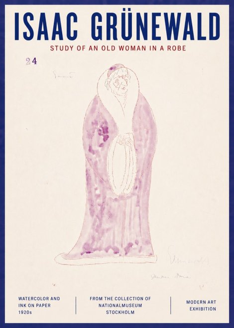 Isaac Grünewald Study of an Old Woman in a Robe No5 - Poster