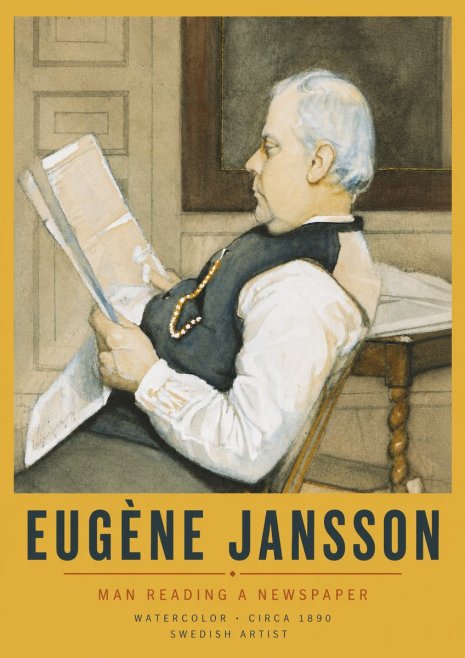 Eugène Jansson Man Reading a Newspaper No6 - Poster