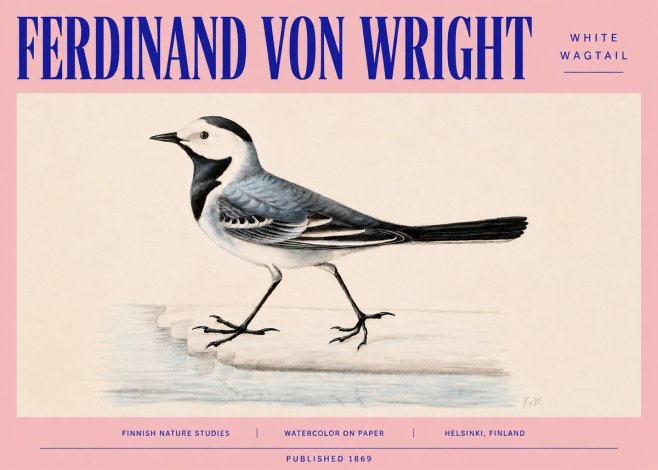 Ferdinand von Wright White Wagtail No4 - Poster