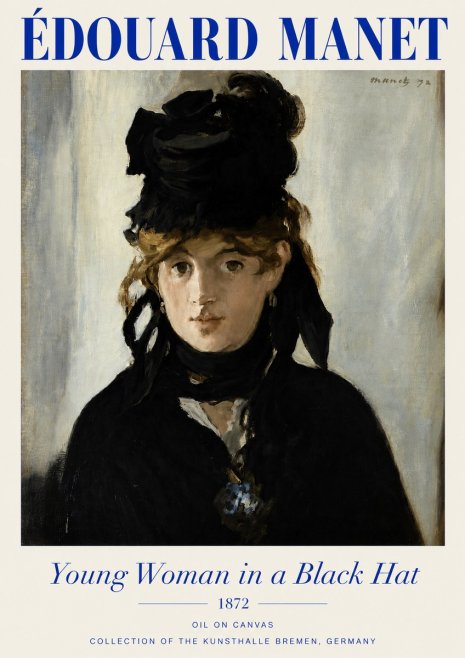Édouard Manet Young Woman in a Black Hat I No4 - Poster